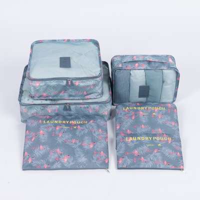 Flamingo Patterns Travel Storage Bag 6pcs Pouch Set Storage Organizer Cube