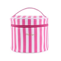 Pu Leather Cosmetic bags wholesale cosmetic bag set organizer Pink stripe printed custom cosmetic bag